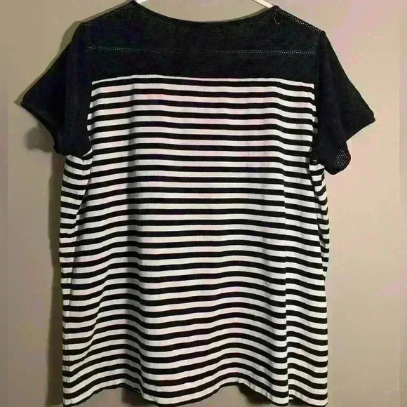 Lauren Ralph Lauren striped top size L with mesh short sleeves - Picture 4 of 4